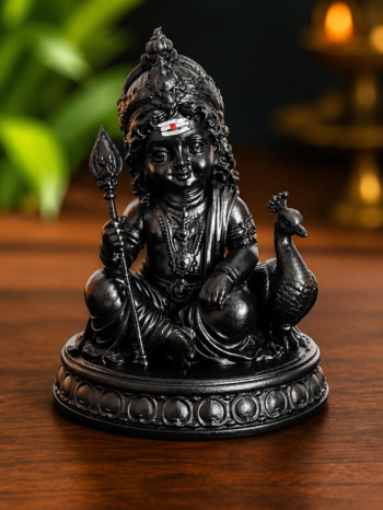 Bala Murugan Idol Black 3D Printed – Divine Murugan Statue for Home | Office | Car Dashboard