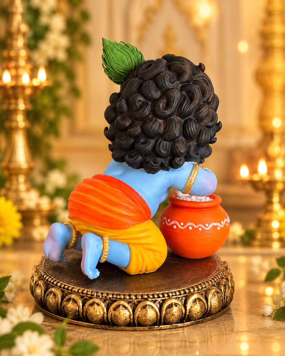 Devotional Baby Krishna Figurine Back View
